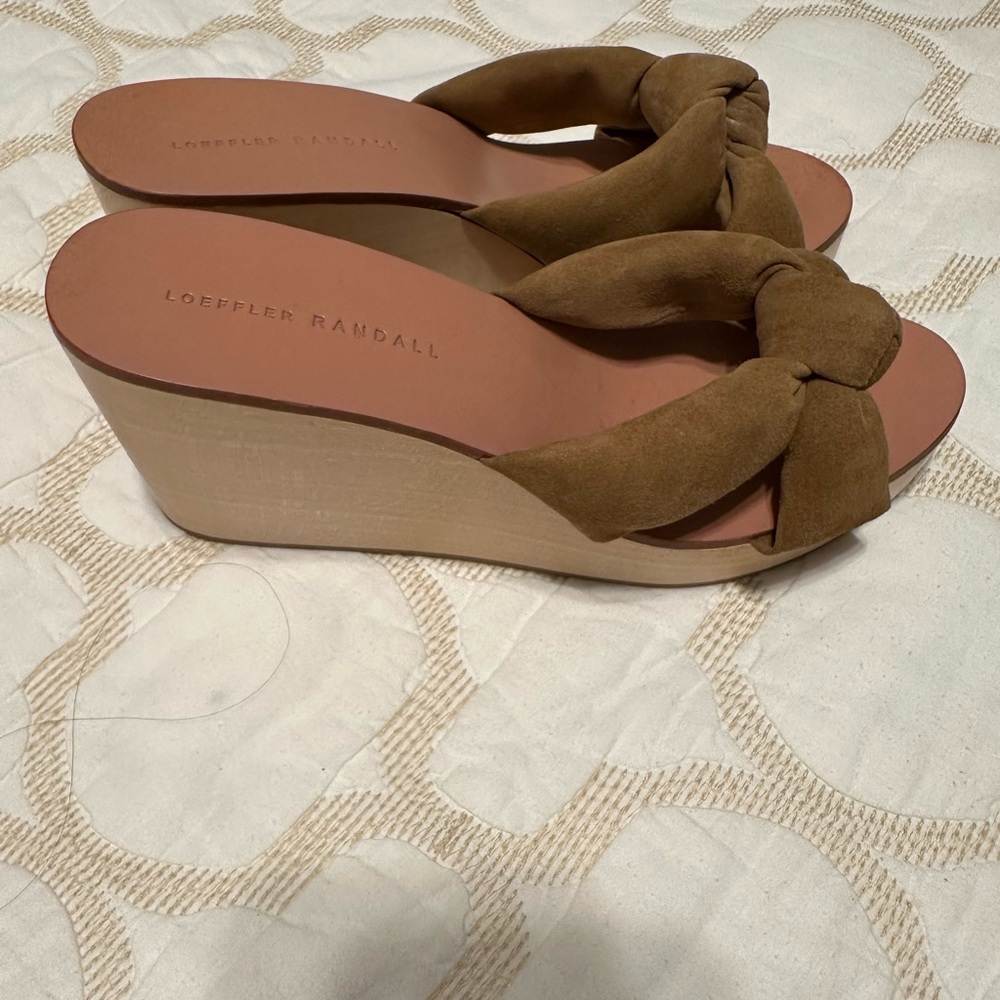 Loeffler Randall Brown Suede Wedge Sandals - Picture 9 of 9